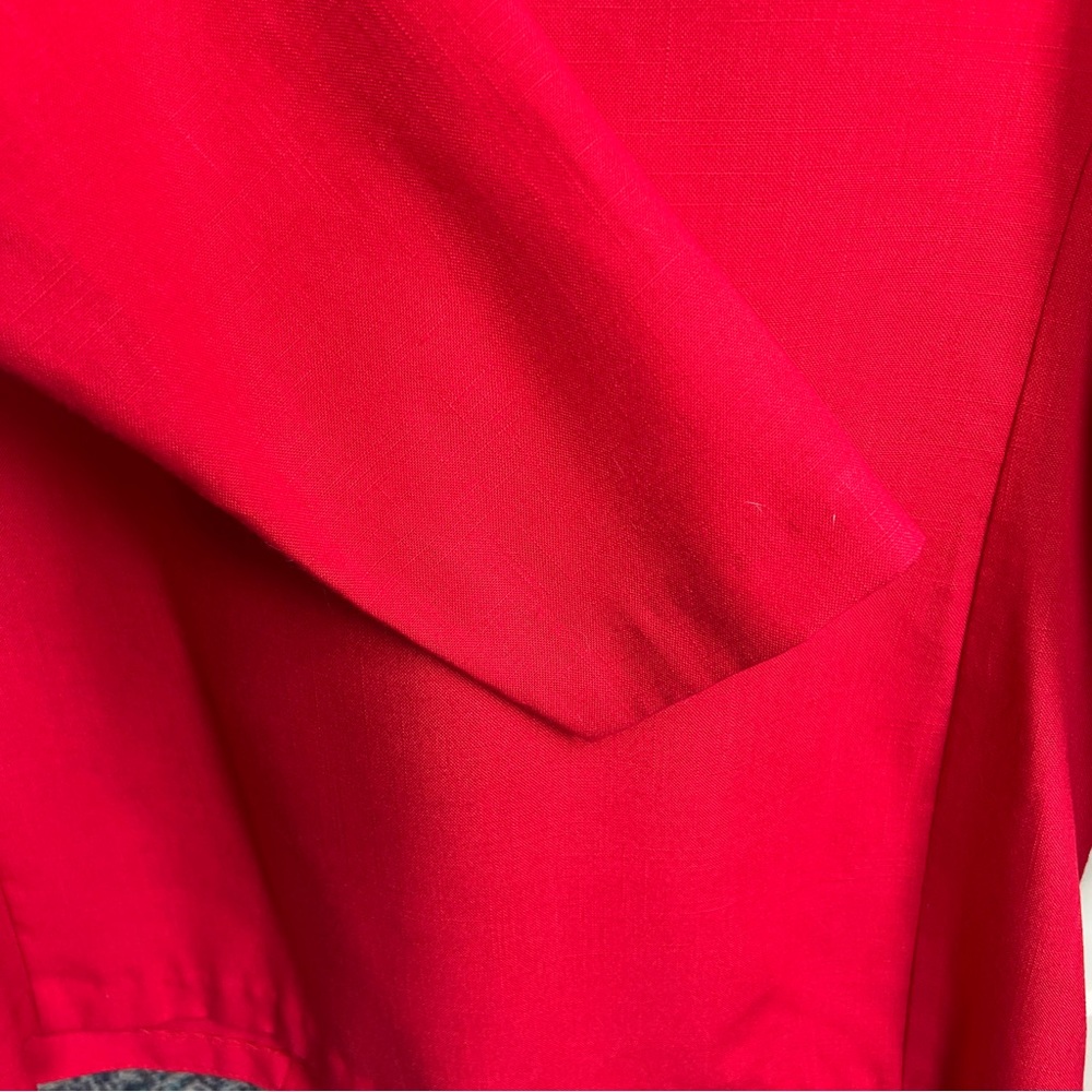 Vintage Kathie Lee Bright Red 80s Shoulder Pad Blazer One Button - large or 12 - Picture 4 of 5